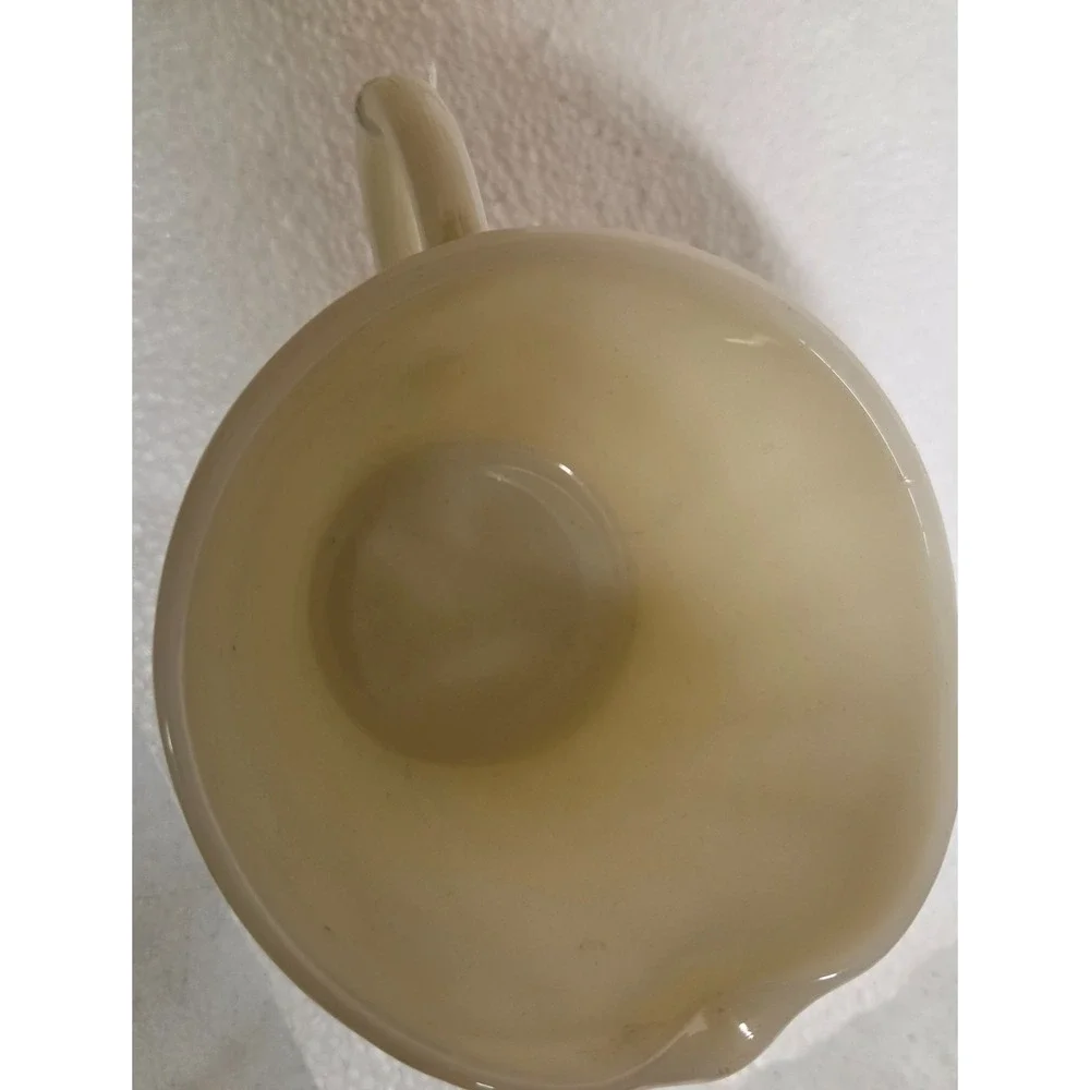 Old 1930's Fire King Glass Swirl Off-White Ivory Antique Cream and Sugar Set - Picture 11 of 11